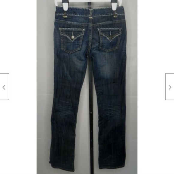 Rock and Roll Cowgirl Jeans Size 27 Low Rise Studded Heavy Stitching Western - Picture 6 of 8